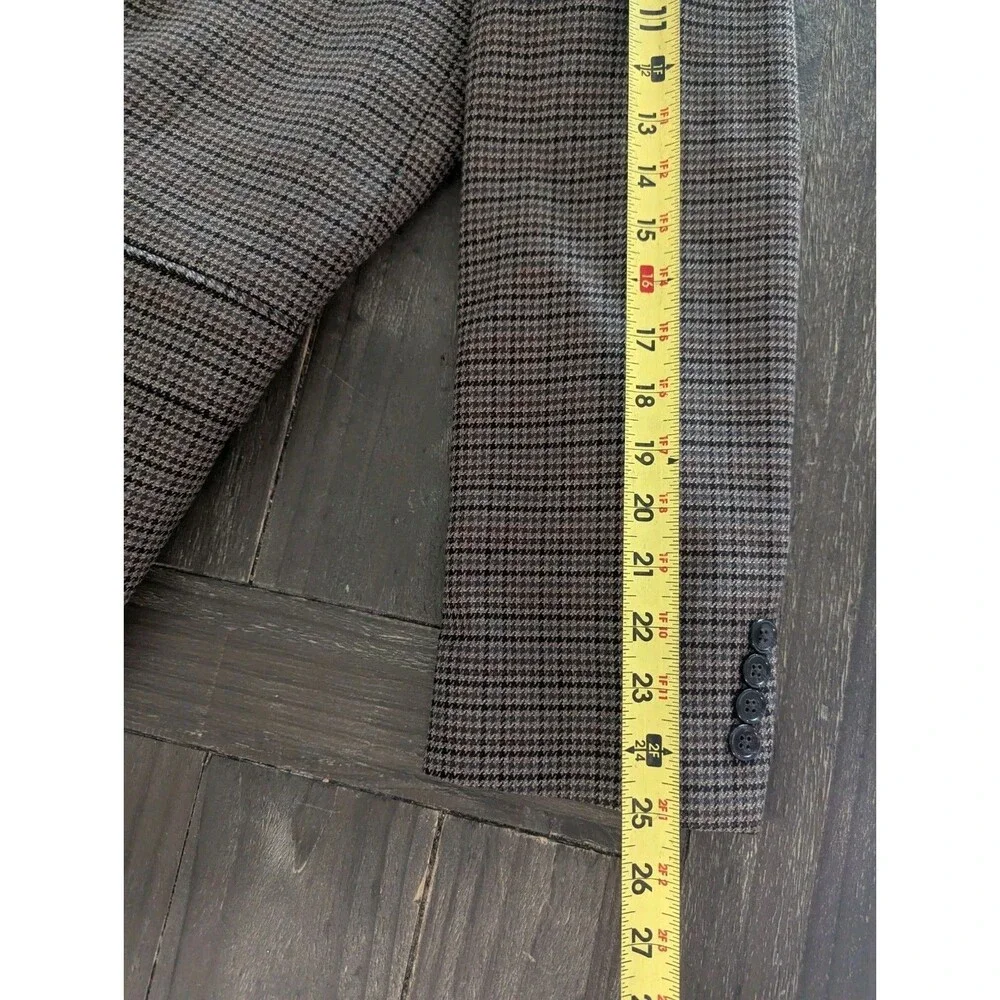Ralph Lauren Black Label Houndstooth Brown ‎ Blazer Jacket Sport Coat Mens 44L